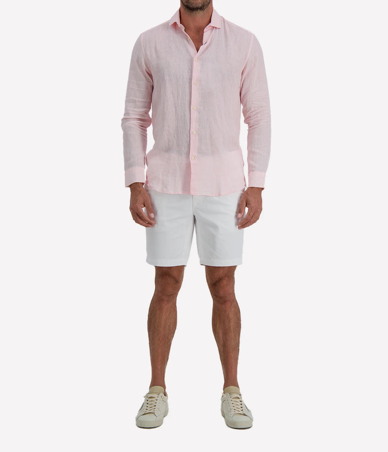 Antonio Linen Long Sleeve Shirt in Pink
