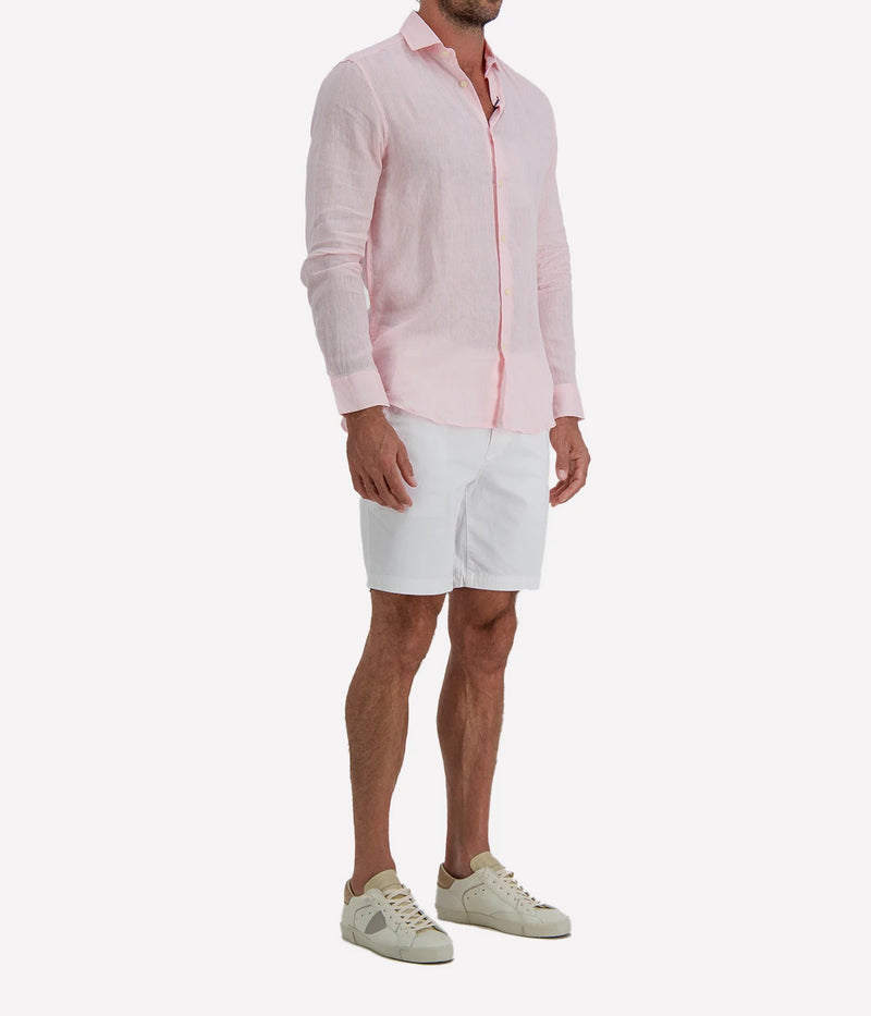 Antonio Linen Long Sleeve Shirt in Pink