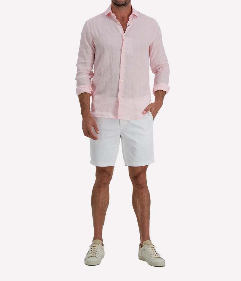 Antonio Linen Long Sleeve Shirt in Pink