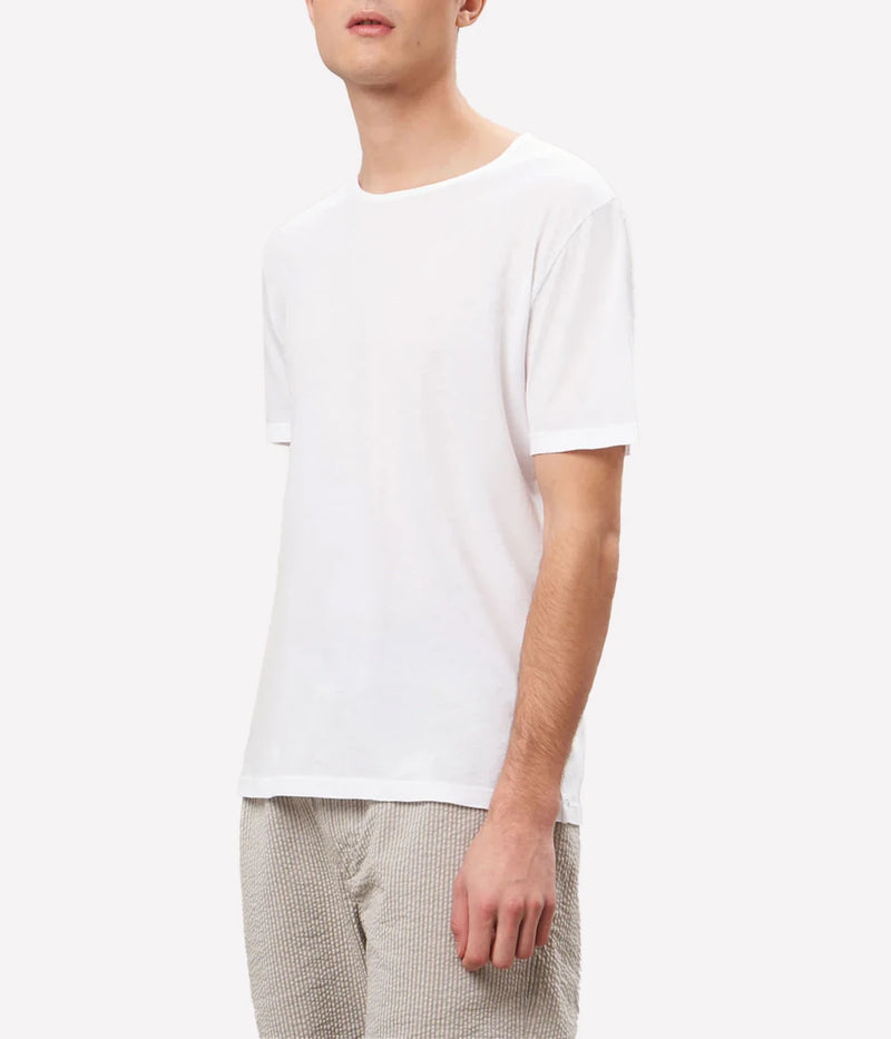 Mens Knitted T-Shirt Light Crew in White