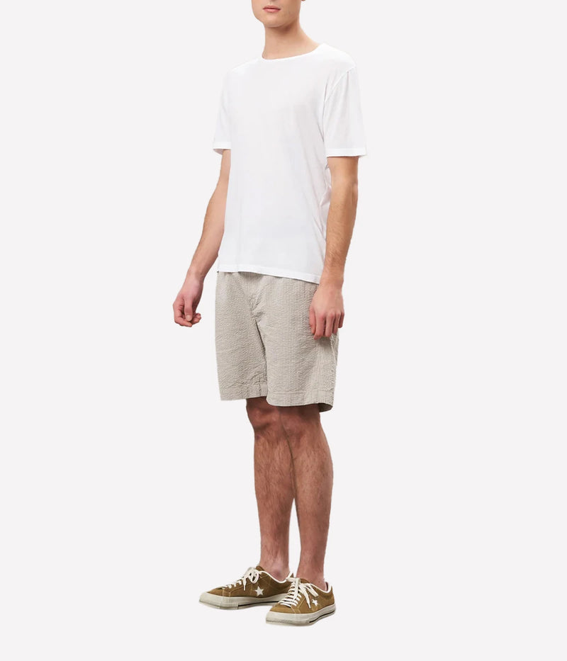 Mens Knitted T-Shirt Light Crew in White