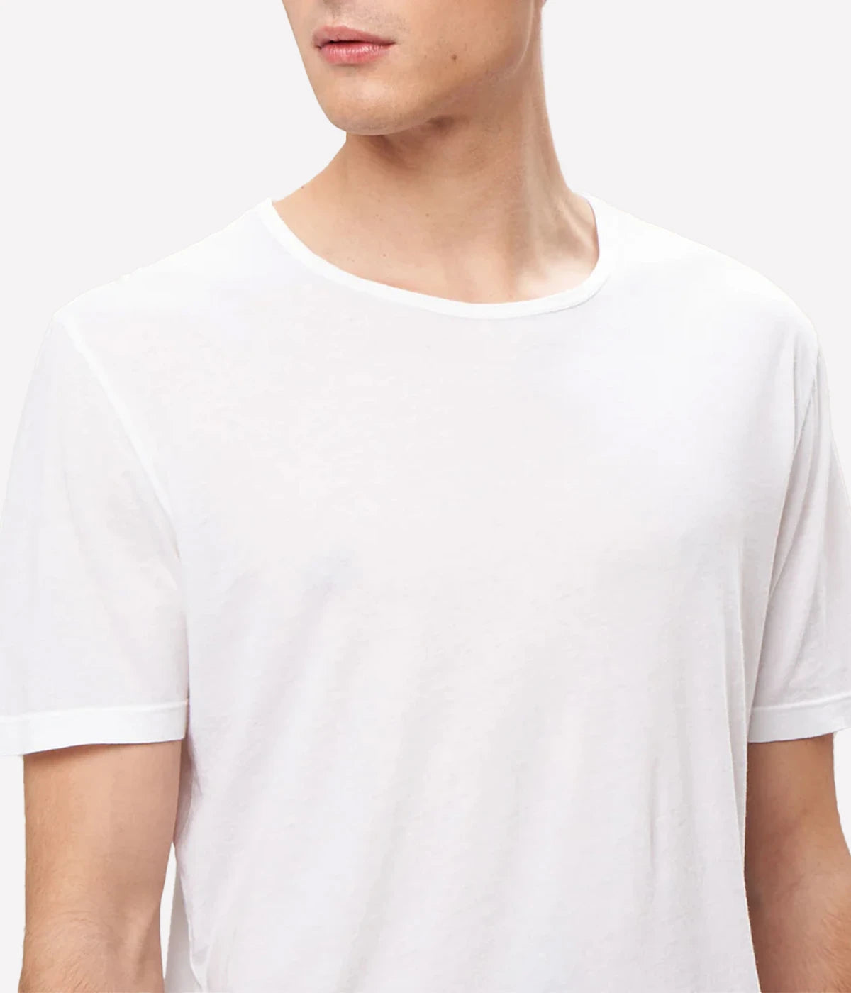 Mens Knitted T-Shirt Light Crew in White