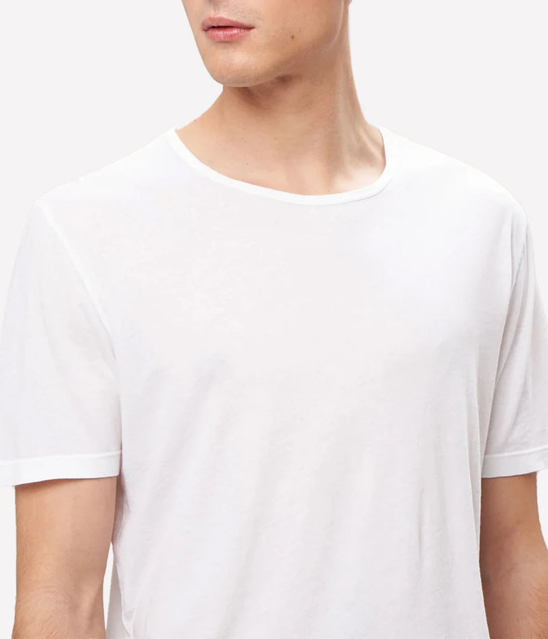 Mens Knitted T-Shirt Light Crew in White