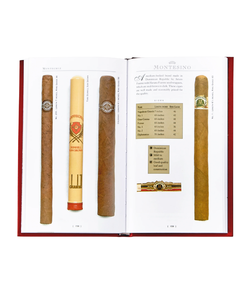 Luxury guide to handmade cigars, featuring 224 pages on cigar history, brands, and tasting techniques with full-colour photography.