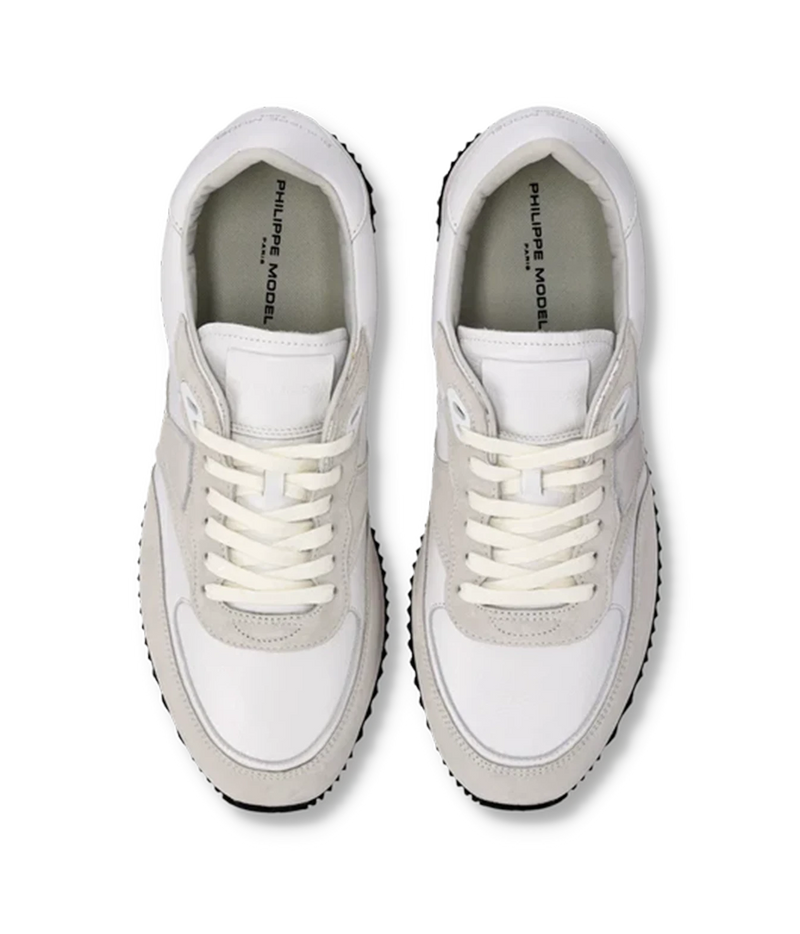 Top view of a pair of Philippe Model Blville Low Man in Veau Daim Blanc