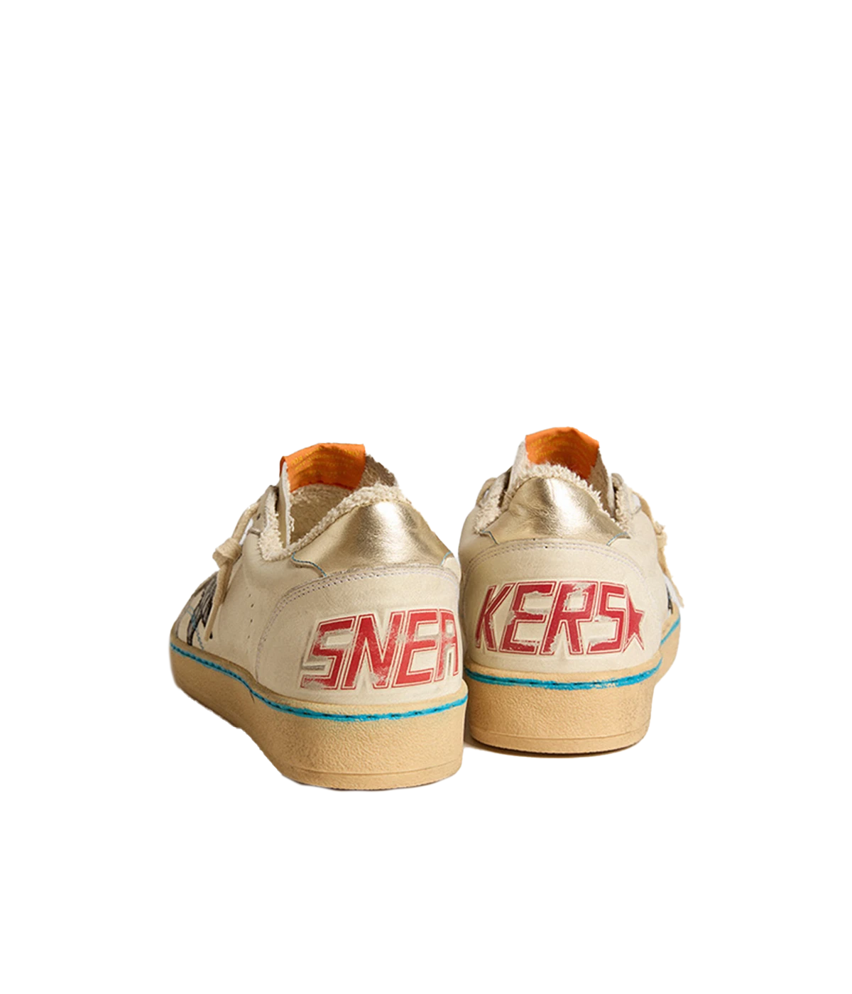 Ball Star Leather Sneaker in White, Black & Platinum