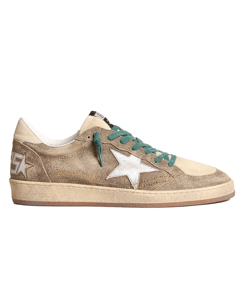 Ball Star Leather Sneaker in Brown, Butter & Silver