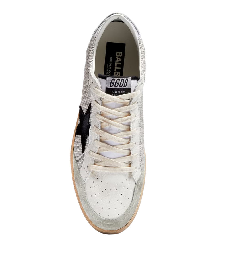Ball Star Sneaker in Light Silver, Black & White