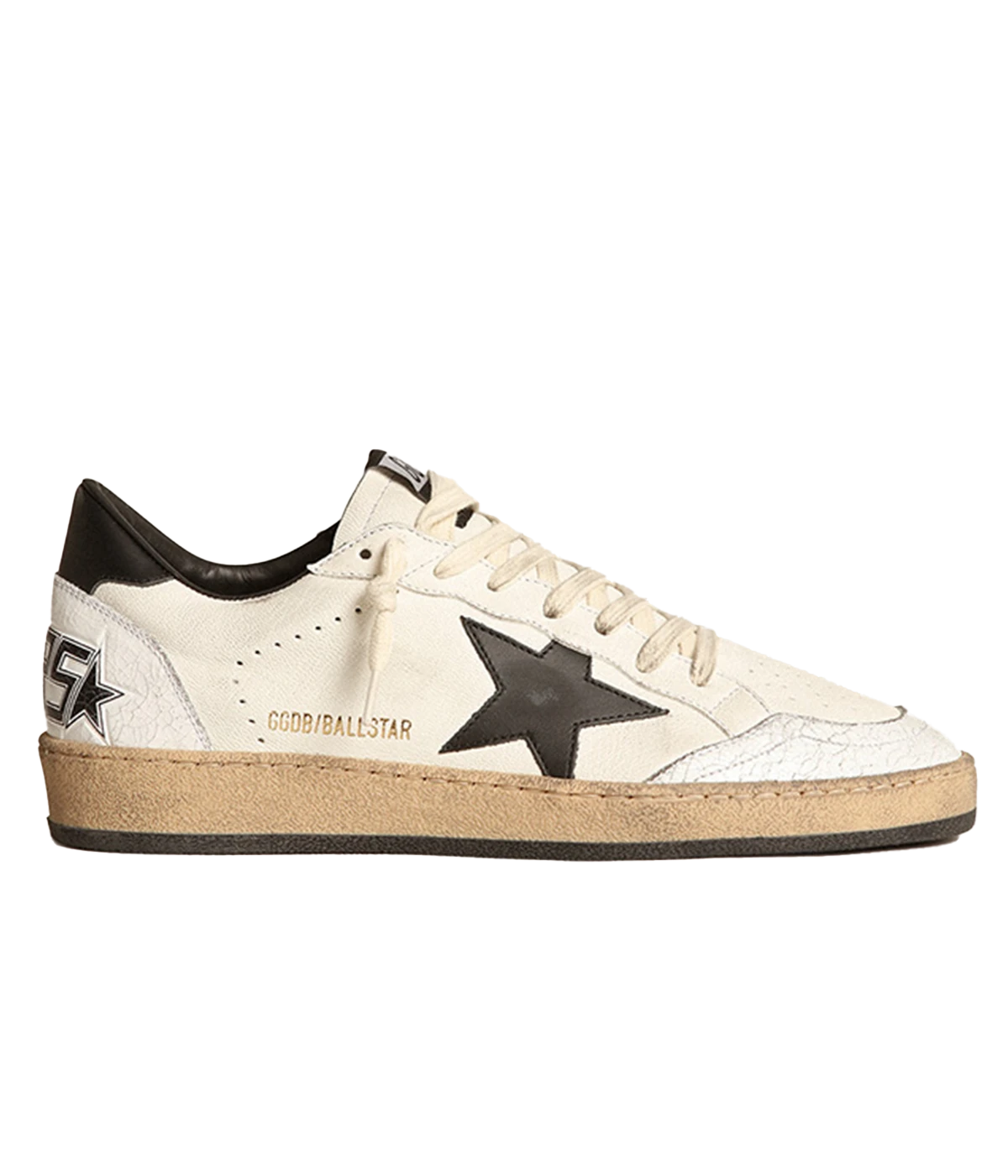 Ball Star Nappa Leather Sneaker in White & Black