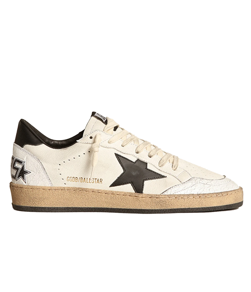 Ball Star Nappa Leather Sneaker in White & Black
