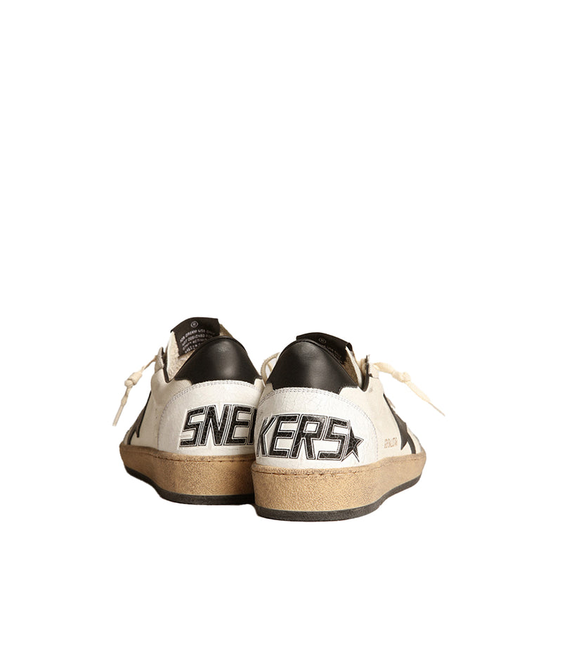 Ball Star Nappa Leather Sneaker in White & Black
