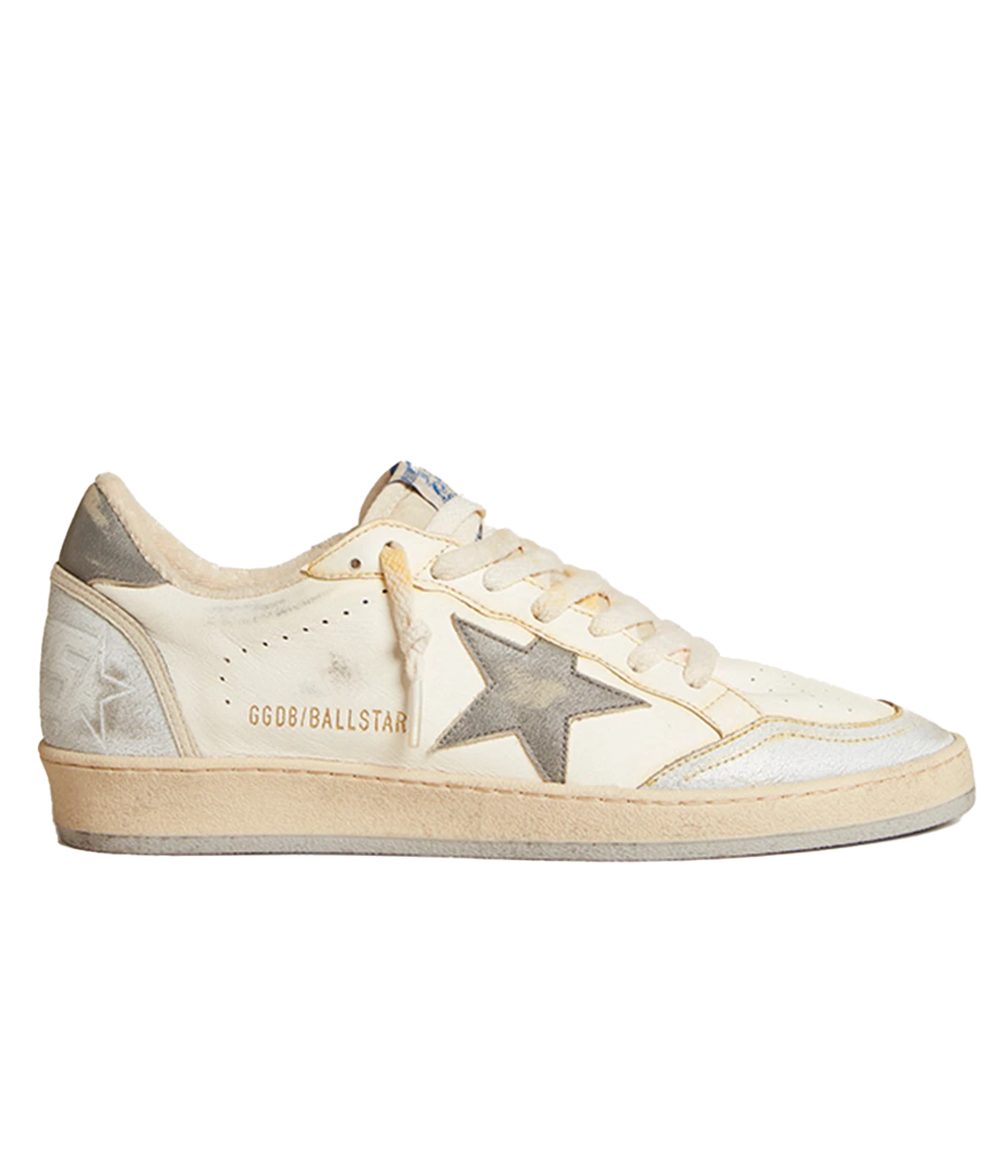 Ball Star Nappa Leather Sneaker in White & Grey