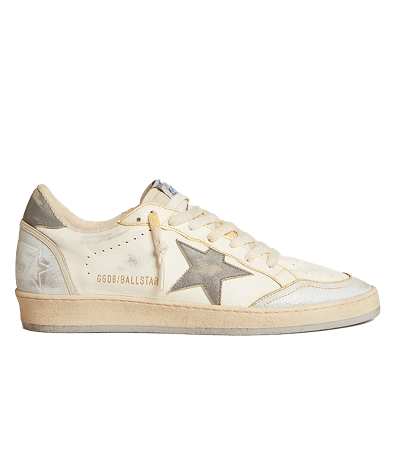Ball Star Nappa Leather Sneaker in White & Grey