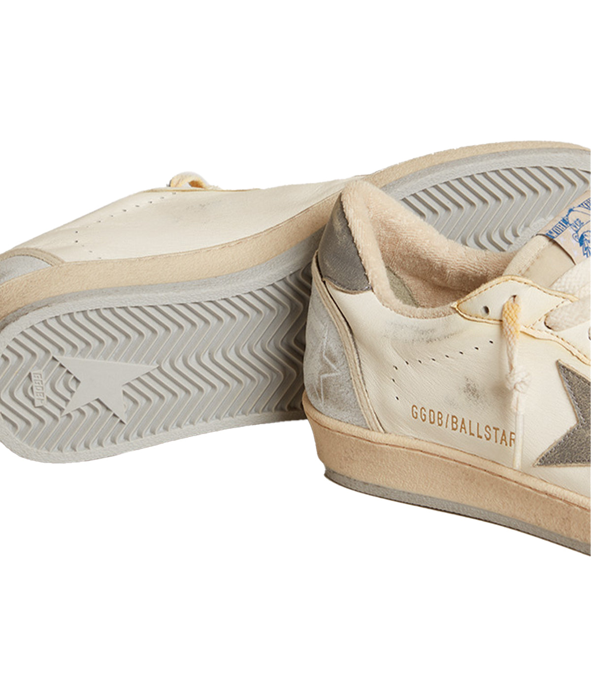 Ball Star Nappa Leather Sneaker in White & Grey