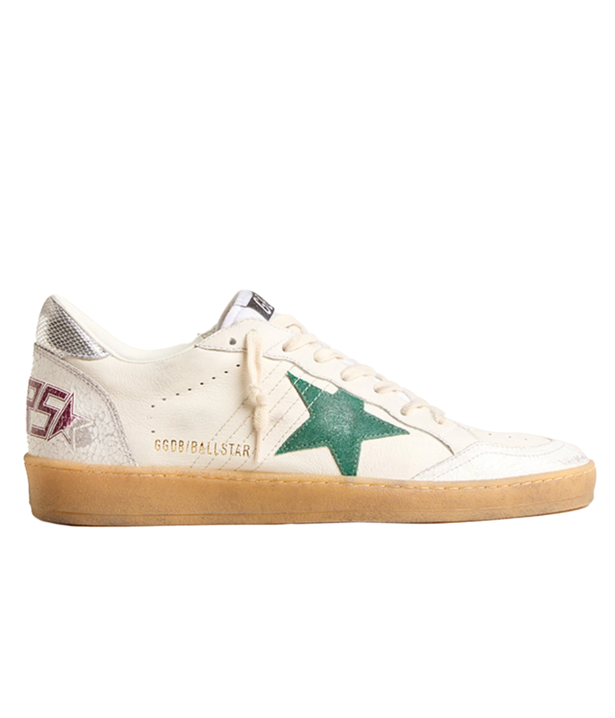 Ballstar Sneaker in White, Green & Silver