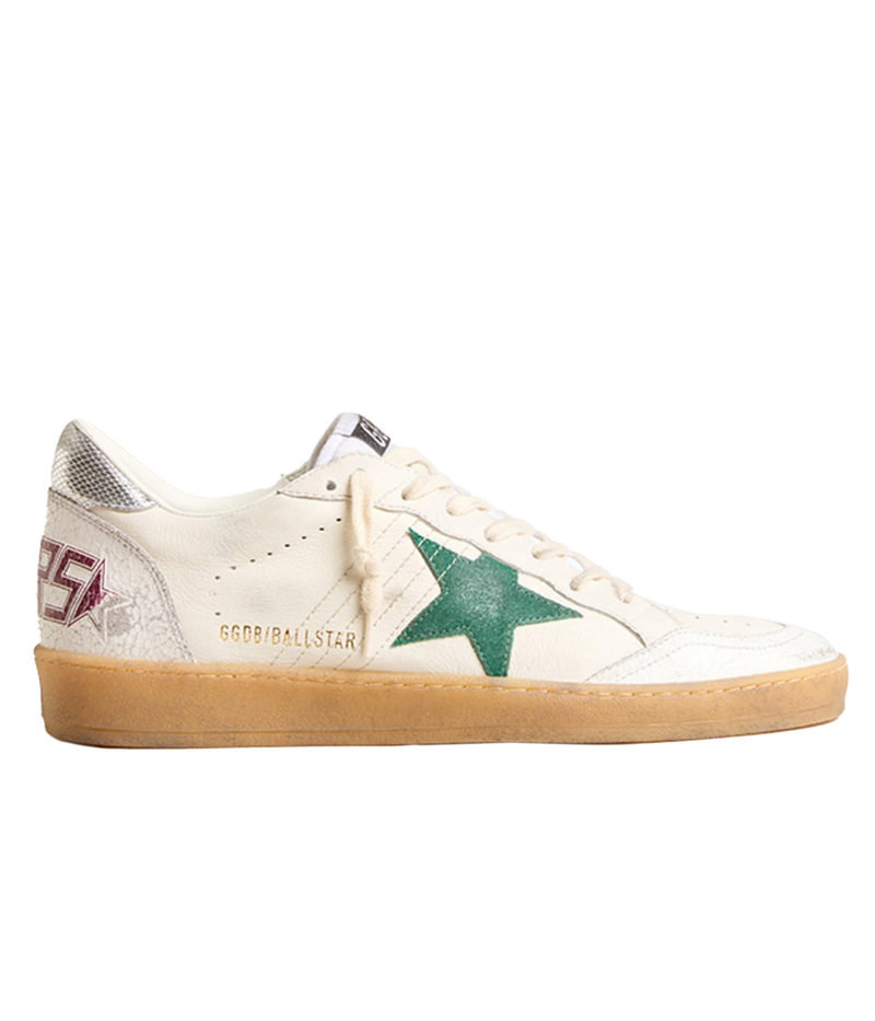 Ballstar Sneaker in White, Green & Silver