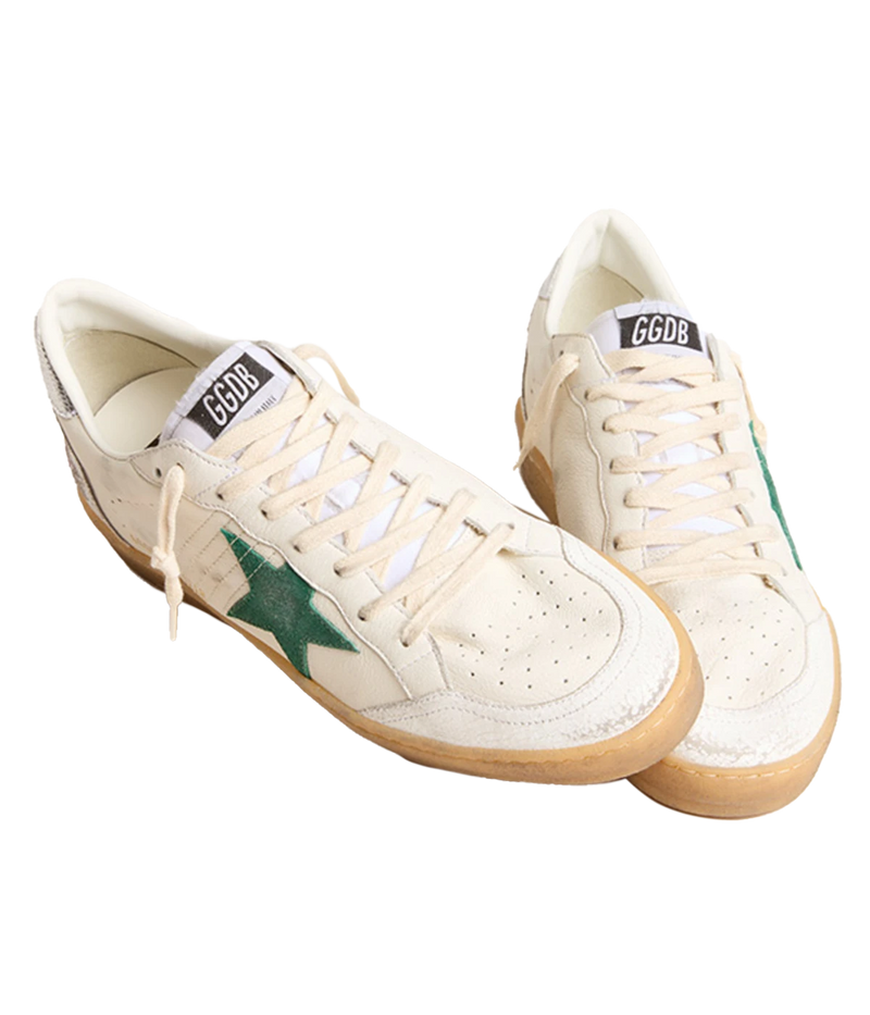 Ballstar Sneaker in White, Green & Silver
