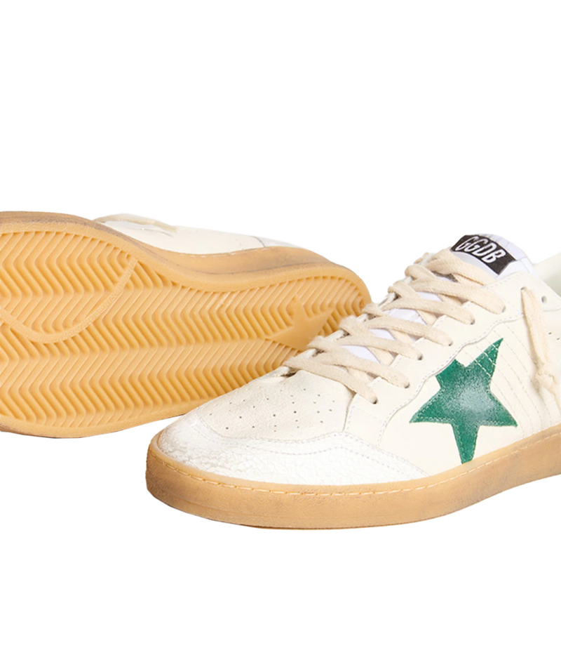 Ballstar Sneaker in White, Green & Silver