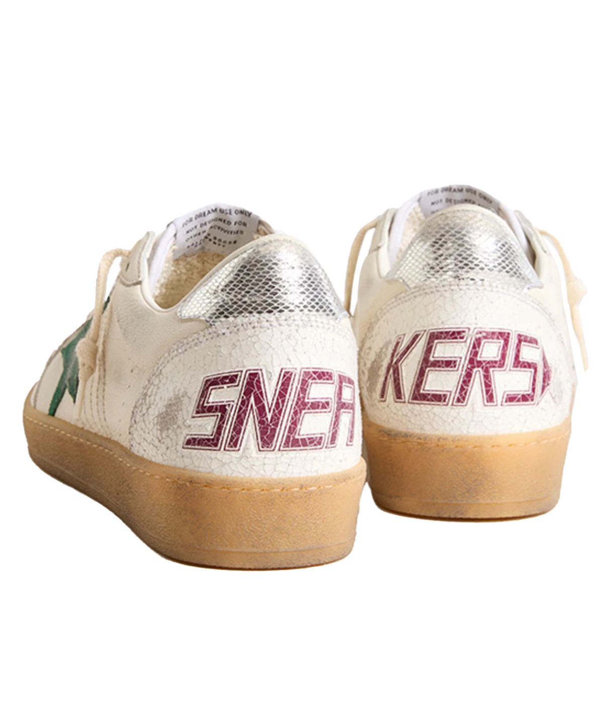 Ballstar Sneaker in White, Green & Silver