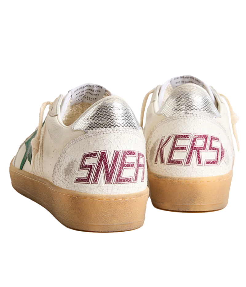 Ballstar Sneaker in White, Green & Silver