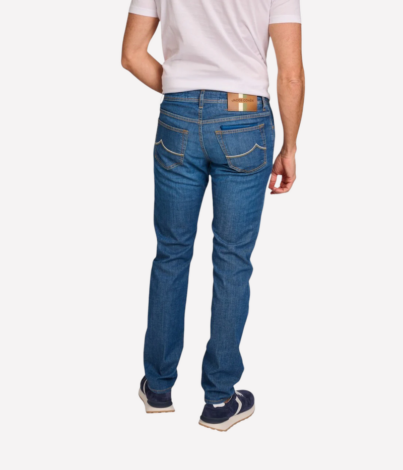 Bard 5 Pkt Slim Fit in 100D White Olive Stripe Patch