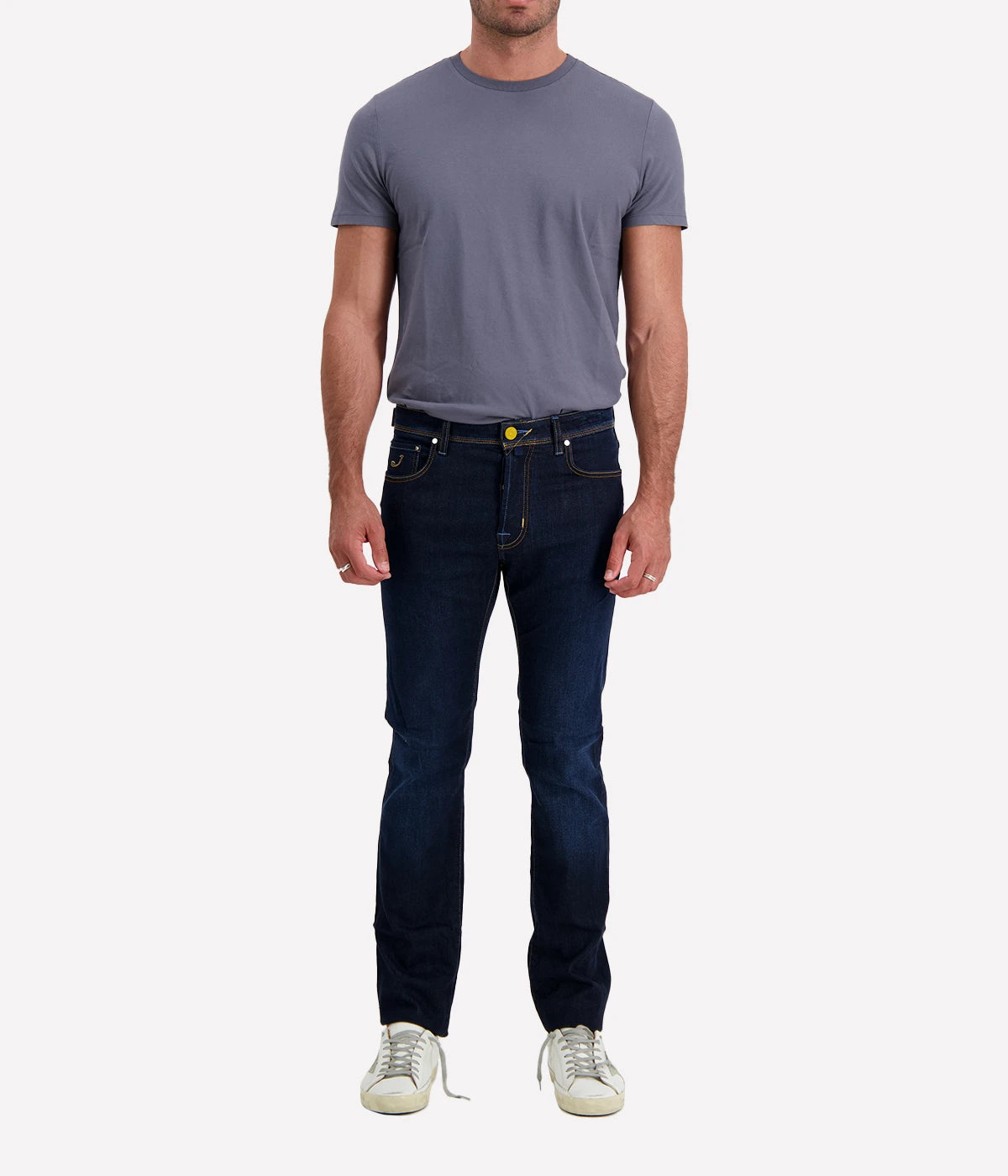 Bard Slim Fit Jean in Dark Blue & Yellow