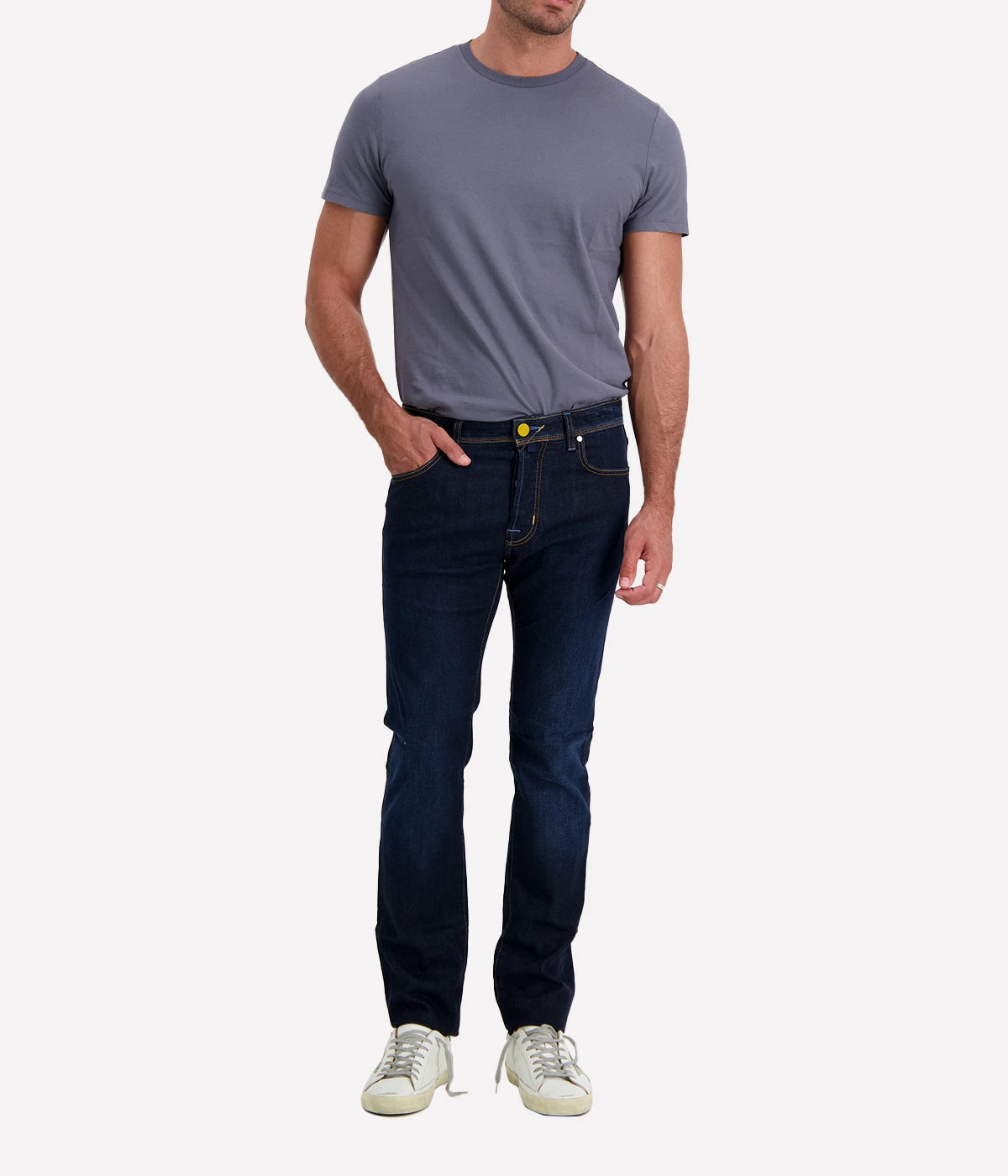 Bard Slim Fit Jean in Dark Blue & Yellow