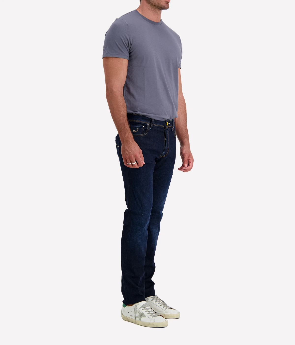 Bard Slim Fit Jean in Dark Blue & Yellow