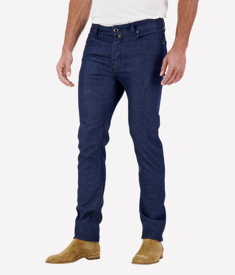 Bard 5 Pkt Slim Fit in 100D Dark Blue Suede Patch