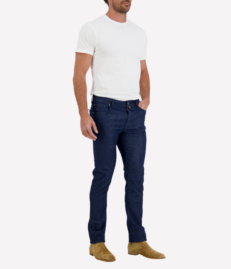 Bard 5 Pkt Slim Fit in 100D Dark Blue Suede Patch