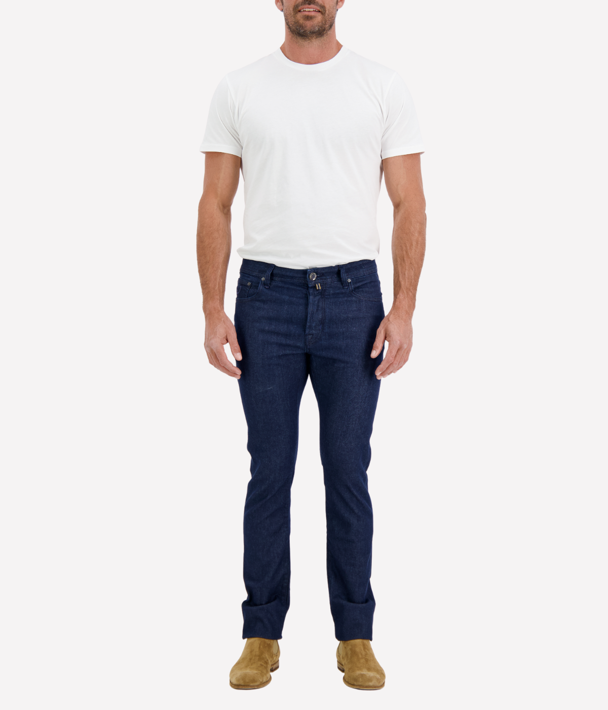 Bard 5 Pkt Slim Fit in 100D Dark Blue Suede Patch