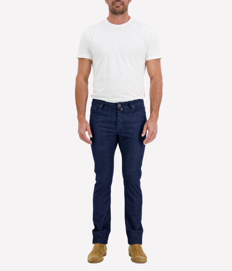 Bard 5 Pkt Slim Fit in 100D Dark Blue Suede Patch