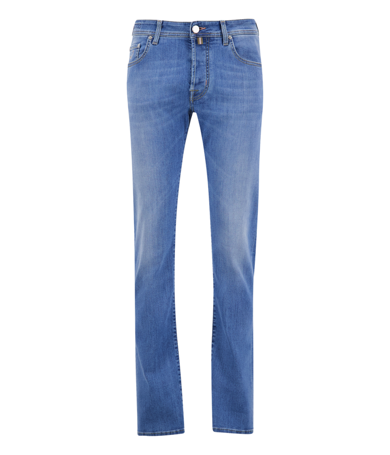 Bard 5 Pkt Slim Fit in 300D Light Blue Mauve Patch