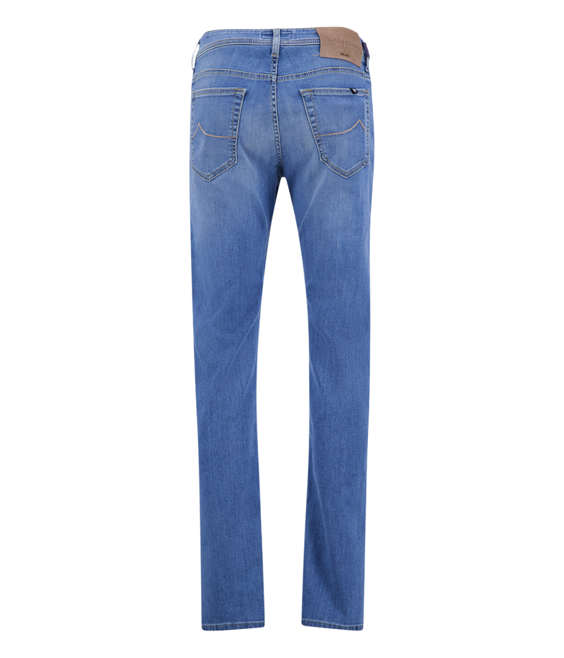 Bard 5 Pkt Slim Fit in 300D Light Blue Mauve Patch