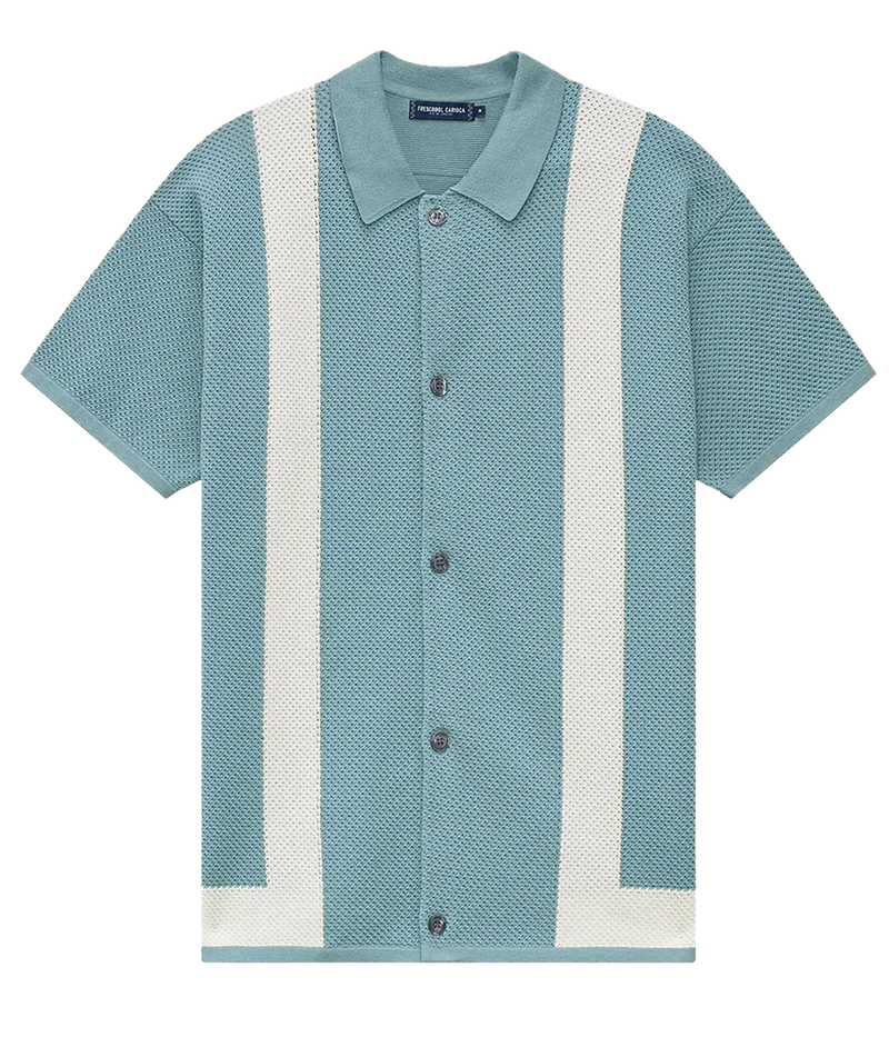 Barretos Short Sleeve Knitted Cardigan in Cloud Blue