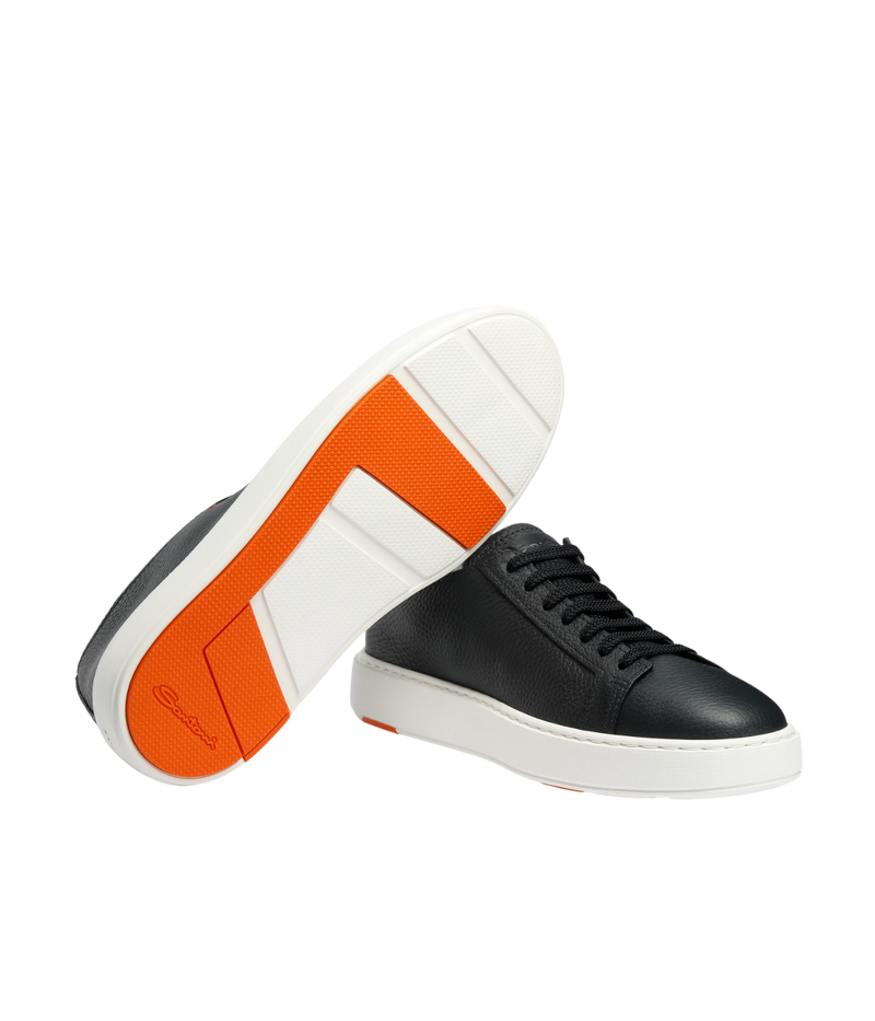 Tumbled Leather Sneaker in Blue