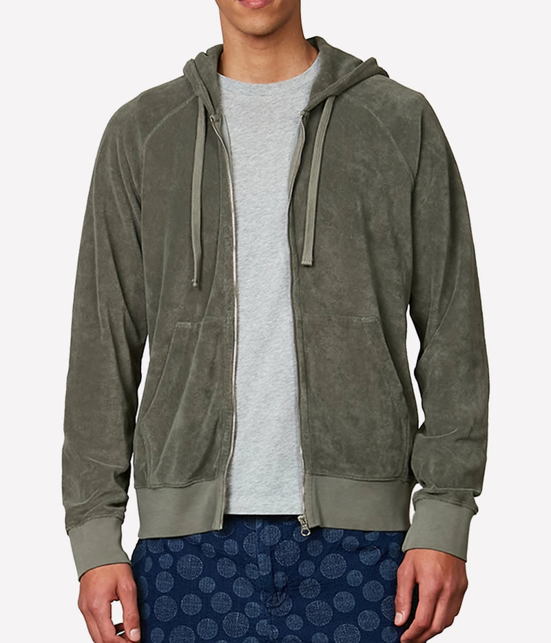 Bouclette Zipper Sweatshirt in Military
