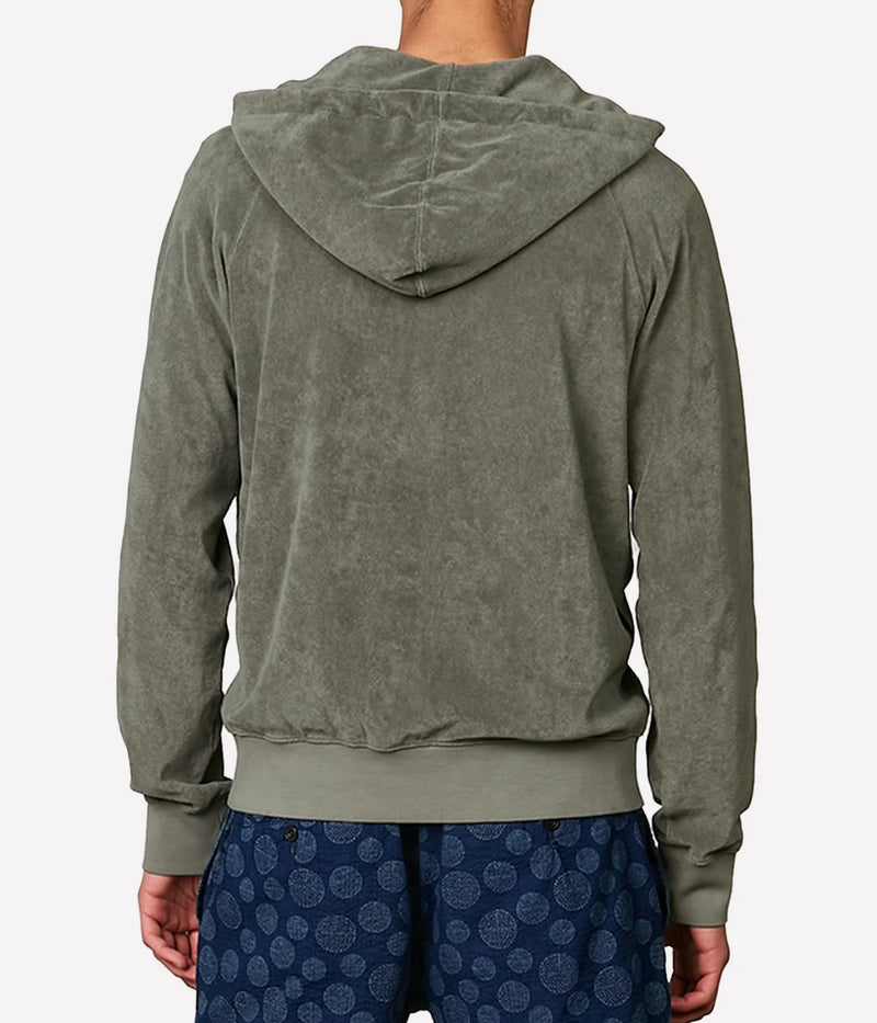 Bouclette Zipper Sweatshirt in Military