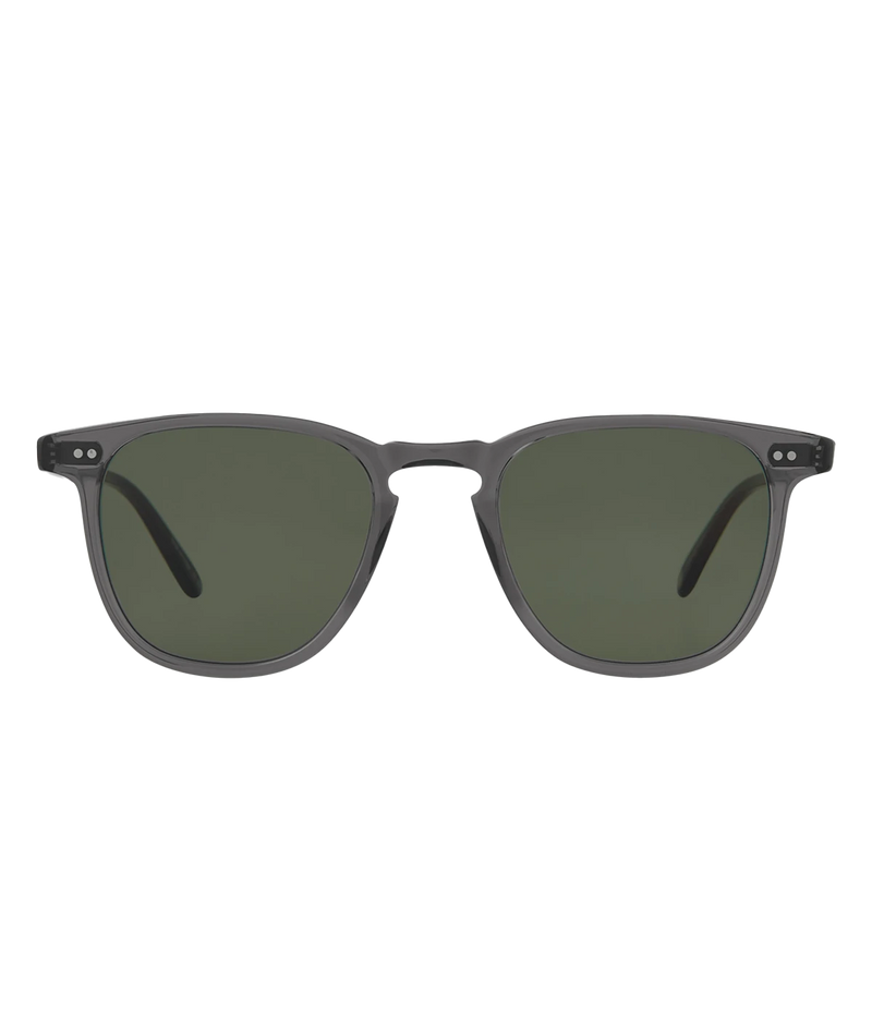 Square acetate sunglasses with keyhole bridge, premium glass lenses, and hand-finished details. Features classic GLCO core wire, 5-barrel hinges with rivets, and external pins at the temples. 100% UV protection.