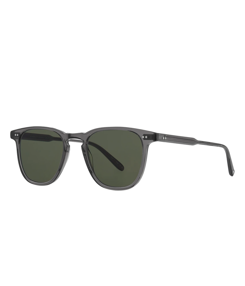 Square acetate sunglasses with keyhole bridge, premium glass lenses, and hand-finished details. Features classic GLCO core wire, 5-barrel hinges with rivets, and external pins at the temples. 100% UV protection.