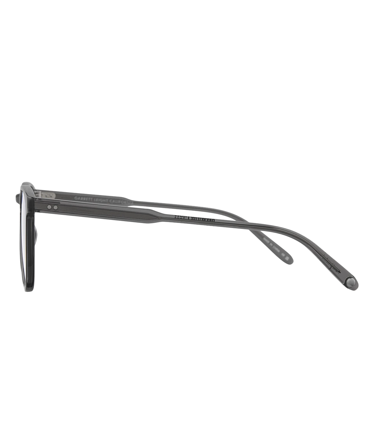 Square acetate sunglasses with keyhole bridge, premium glass lenses, and hand-finished details. Features classic GLCO core wire, 5-barrel hinges with rivets, and external pins at the temples. 100% UV protection.