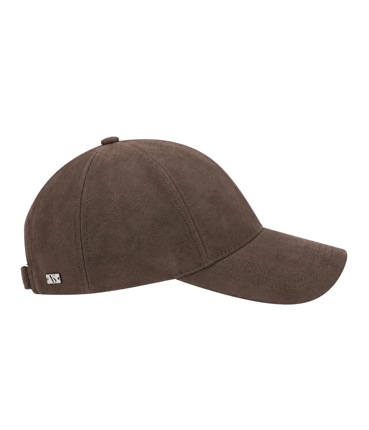 Side view of Varsity Headwear Alcantara Legacy Structured Cap in Fondente Brown