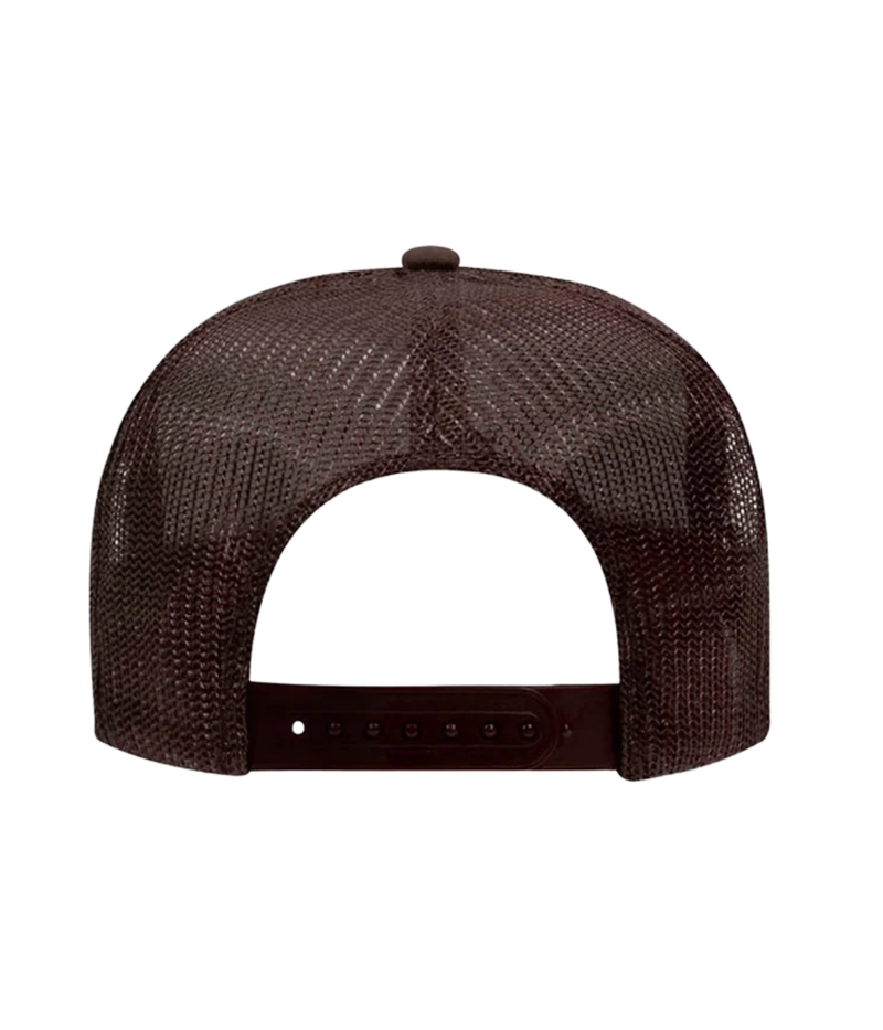 Port Sandz Colorado high-profile trucker cap with foam front, mesh back, snapback closure, fully embroidered colorful Colorado patch, mountain-inspired style