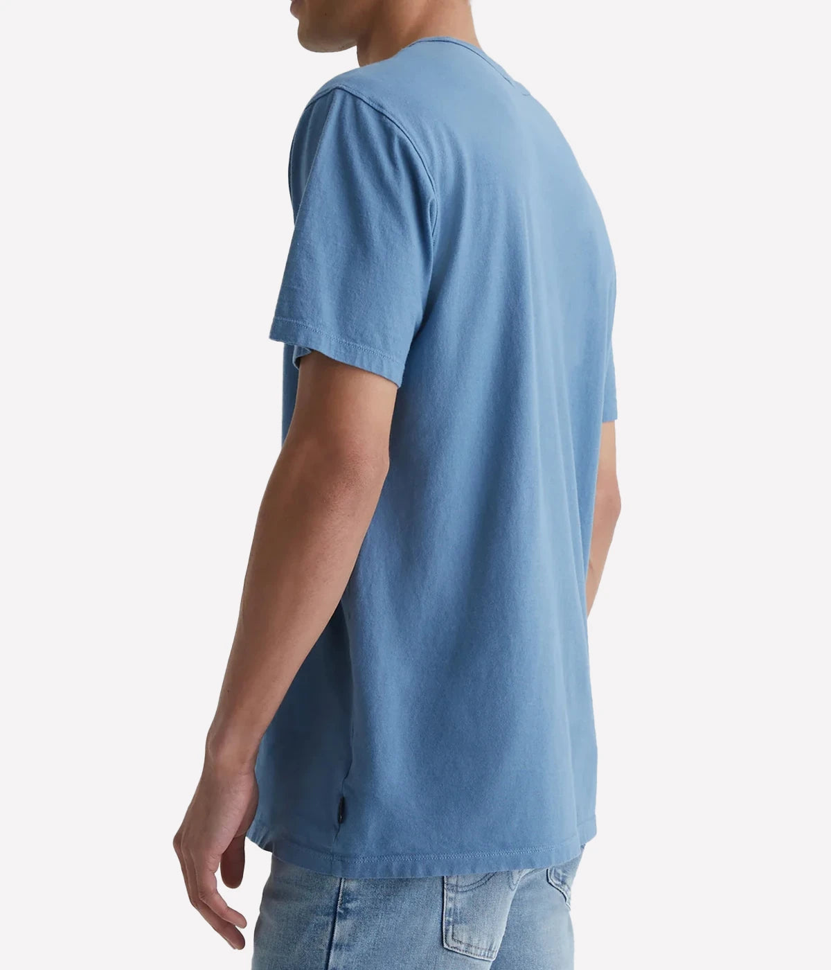 Side profile of the AG Bryce Crew Neck T-Shirt showcasing its clean lines, short sleeves, and smooth 100% cotton fabric for everyday comfort.