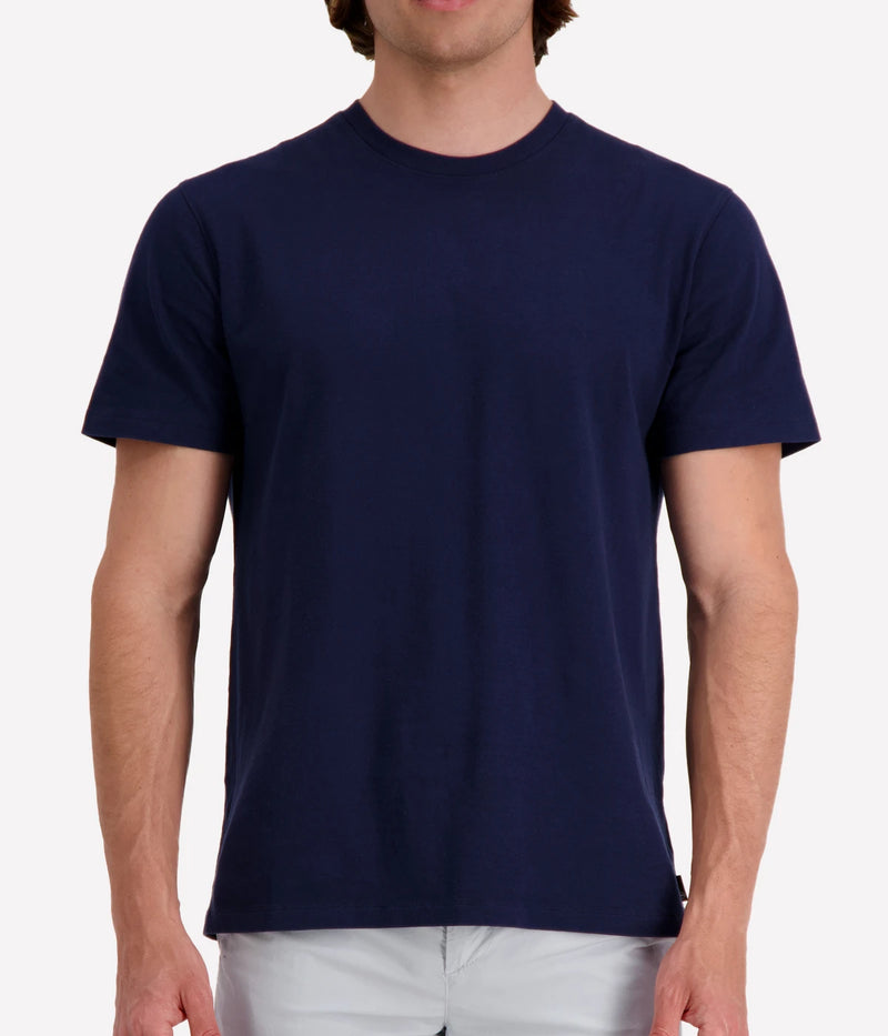 AG Jeans Bryce Crew in Deep Navy – Front View on Model Cotton Crew Neck T-Shirt
