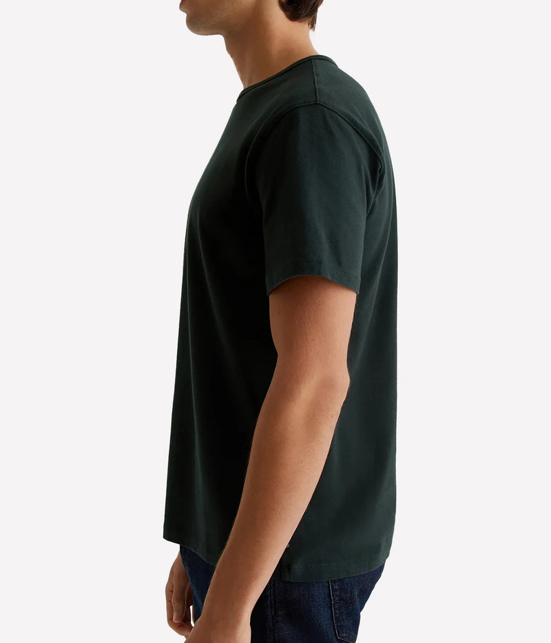 Side profile of the AG Bryce Crew Neck T-Shirt showcasing its clean lines, short sleeves, and smooth 100% cotton fabric for everyday comfort.