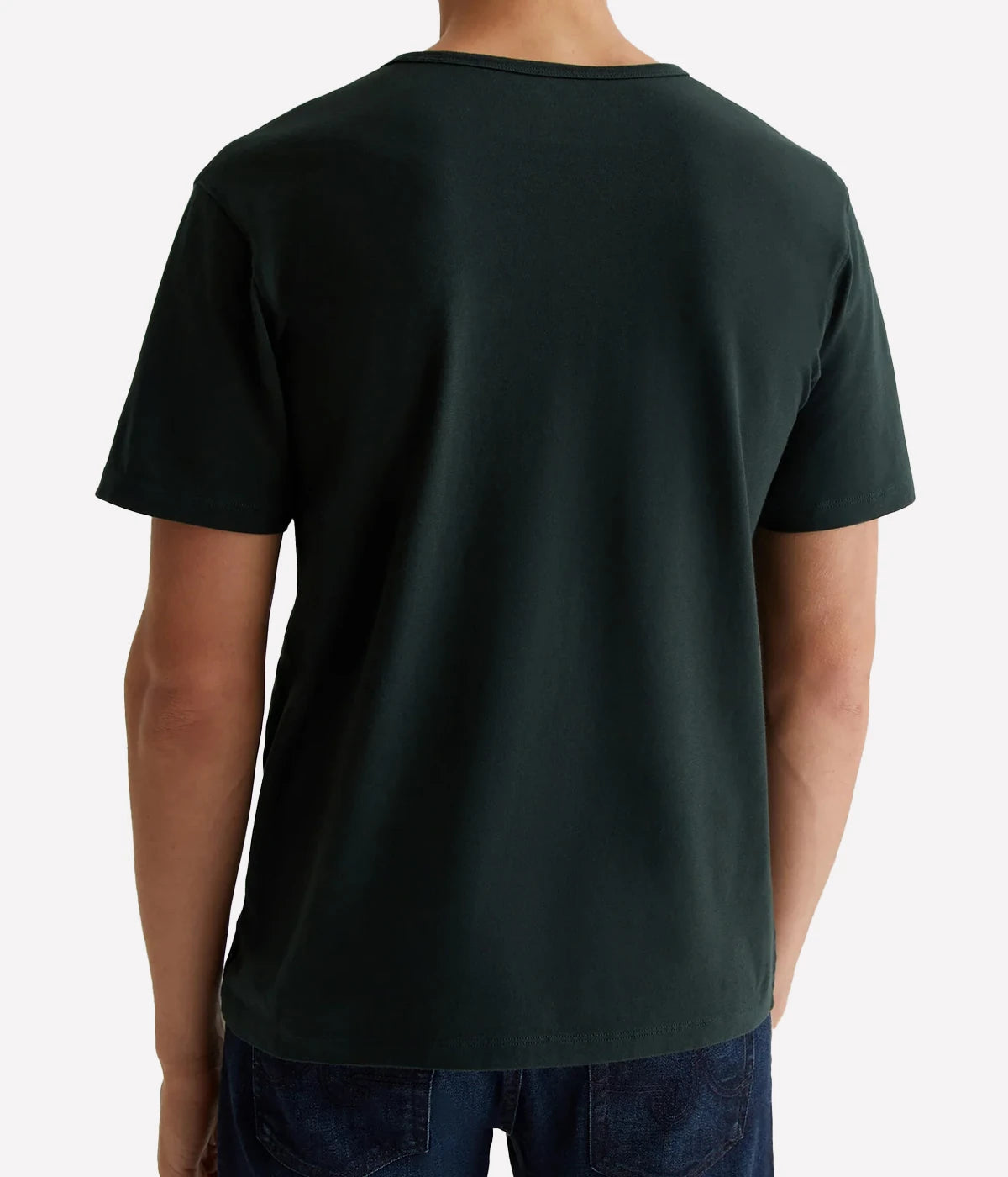 Rear view of the AG Bryce Crew Neck T-Shirt, highlighting its simple, minimalist design with a straight hem and a relaxed silhouette.