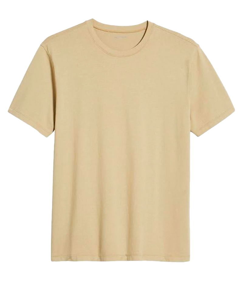 A flat-lay view of the AG Bryce Crew Neck T-Shirt, highlighting its short sleeves, classic crew neck, and clean silhouette in 100% cotton fabric.