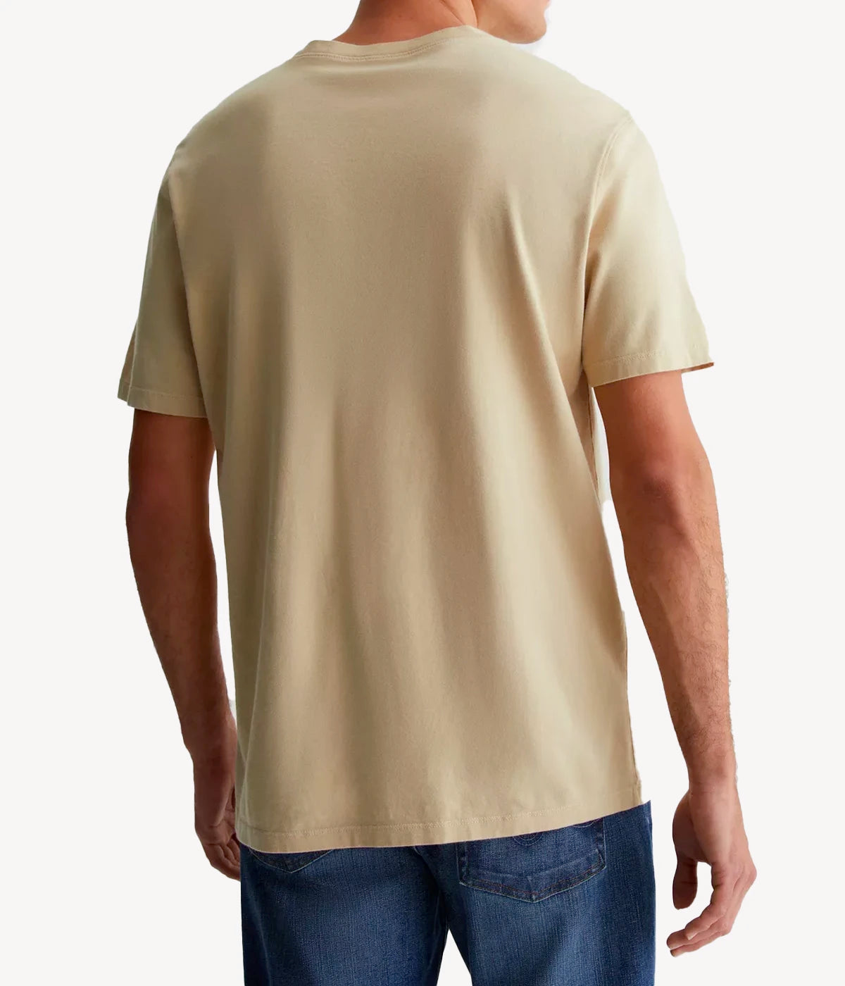 Rear view of the AG Bryce Crew Neck T-Shirt, highlighting its simple, minimalist design with a straight hem and a relaxed silhouette.