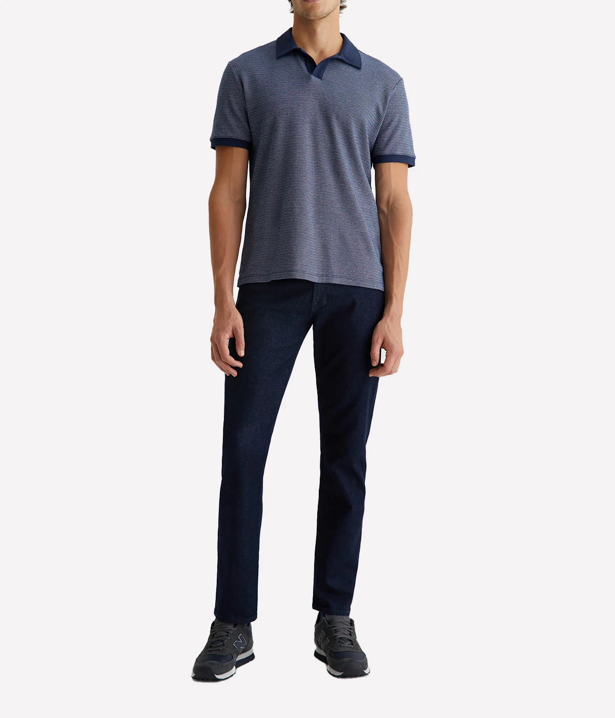 The Bryce Johnny Collar polo shirt, featuring a relaxed neckline with a pointed collar and short sleeves, crafted from lightweight cotton jersey.